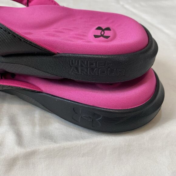 Under Armour sandals womens sz 7 pink/black flip flops New - Picture 8 of 10